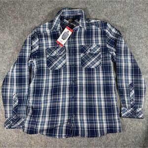 Pacific Trail Mens Blue Plaid Flannel Shirt Long‎ Sleeve Button Down 1717289 M